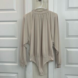 Express - Cream long sleeve body suit - size medium